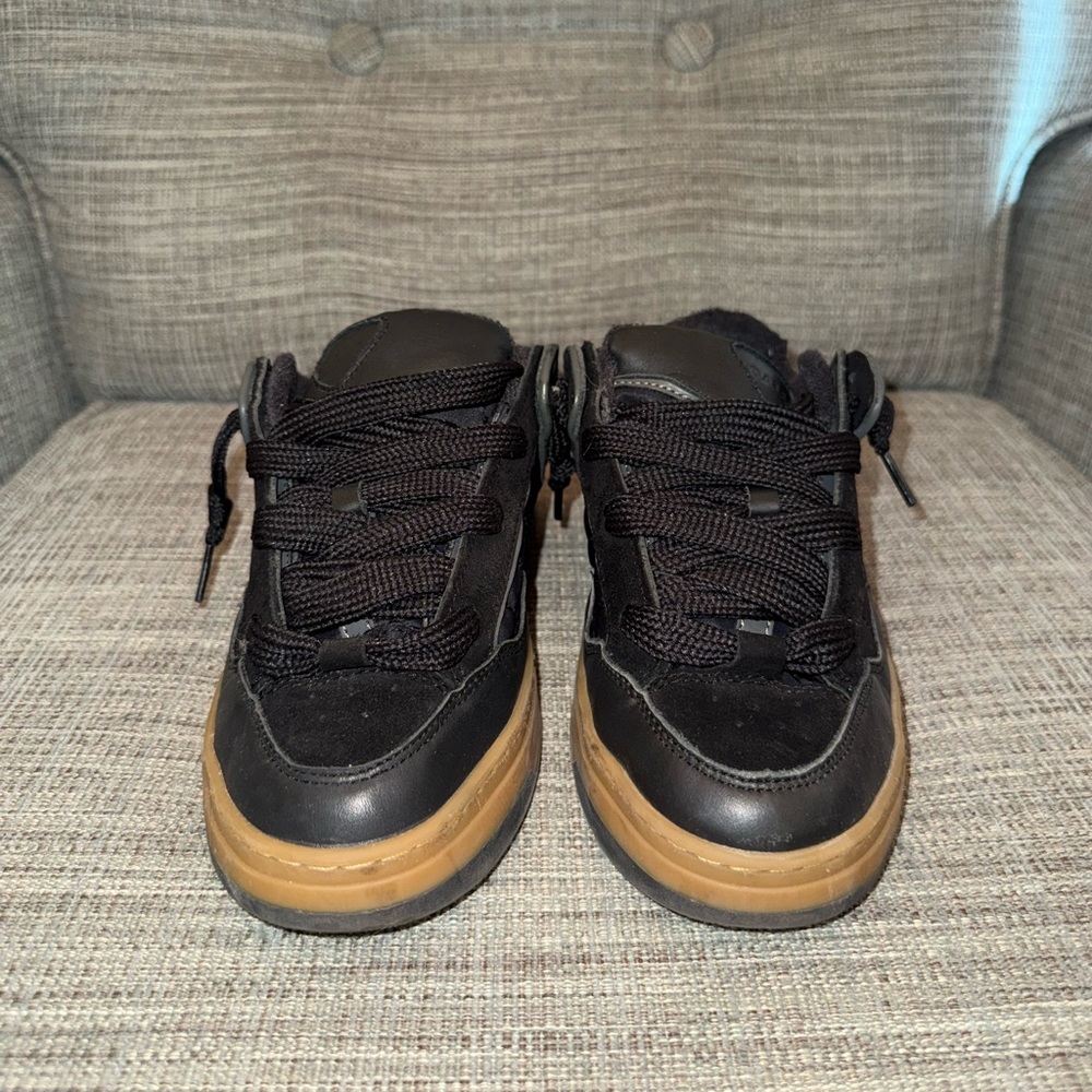 Black Low-Top Sneakers with Gum Sole